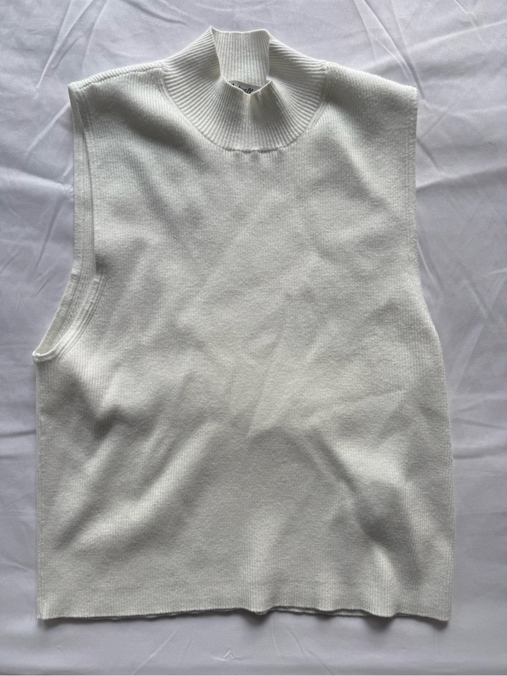 Madewell White Ribbed Mock Neck Sleeveless Sweater Tank Size XL